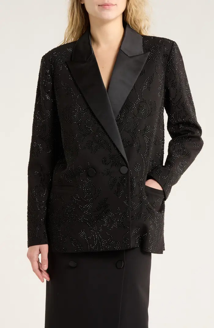L'AGENCE Jericho Crystal Embellished Double Breasted Blazer | Nordstromrack | Nordstrom Rack