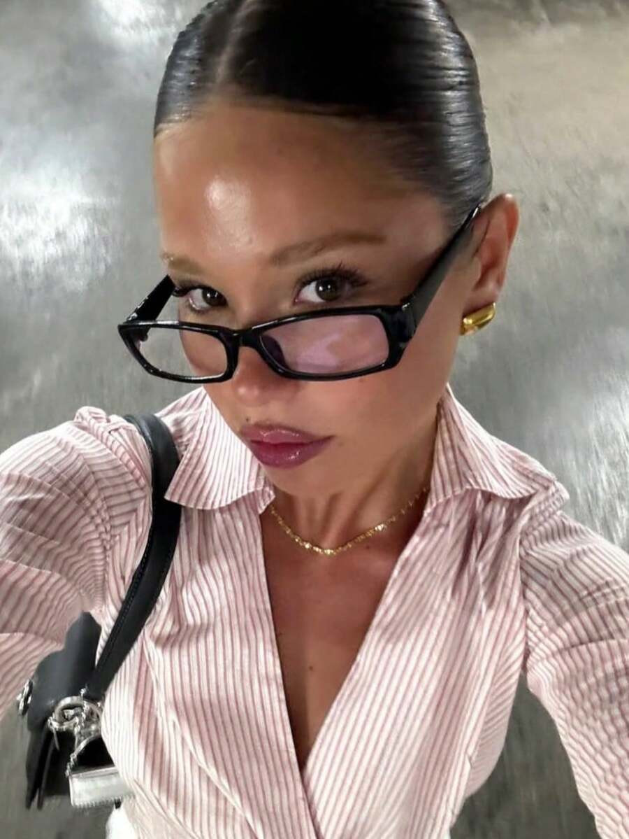 1 PC Women's Acrylic Casual Rectangle Fashion Glasses For Daily Reading And Work Commuting Outfit... | SHEIN