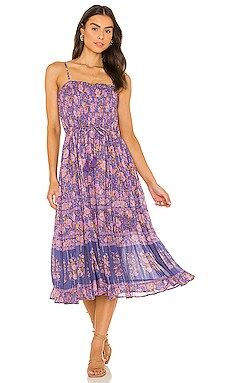 SPELL Juniper Shirred Strappy Dress in Violet from Revolve.com | Revolve Clothing (Global)