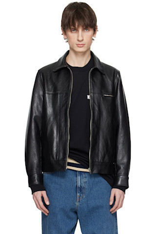 Black Grained Leather Jacket | SSENSE