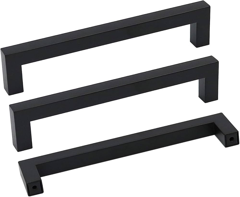 goldenwarm 35 Pack 6 1/4 Inch Black Cabinet Handles Matte Black Drawer Pulls Stainless Steel Cabi... | Amazon (US)
