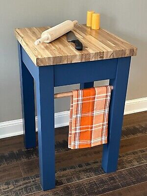Brand New Custom Oak 30x19" Butcher Block Working Table; Blue; Local Pick Up | eBay US