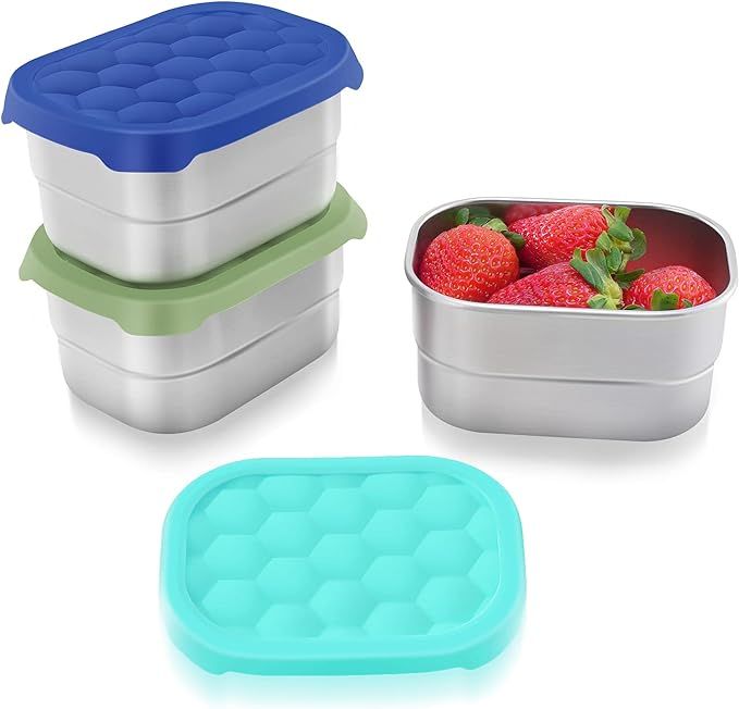 Tanjiae Stainless Steel Snack Containers for Kids | Easy Open Leak Proof Small Food Containers wi... | Amazon (US)
