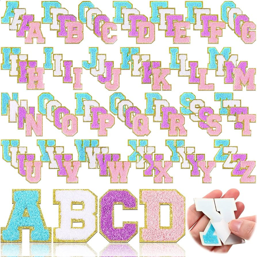 104 Pcs Chenille Letter Patches Iron on Letters Varsity Letter Patches Self Adhesive Chenille Pat... | Amazon (US)