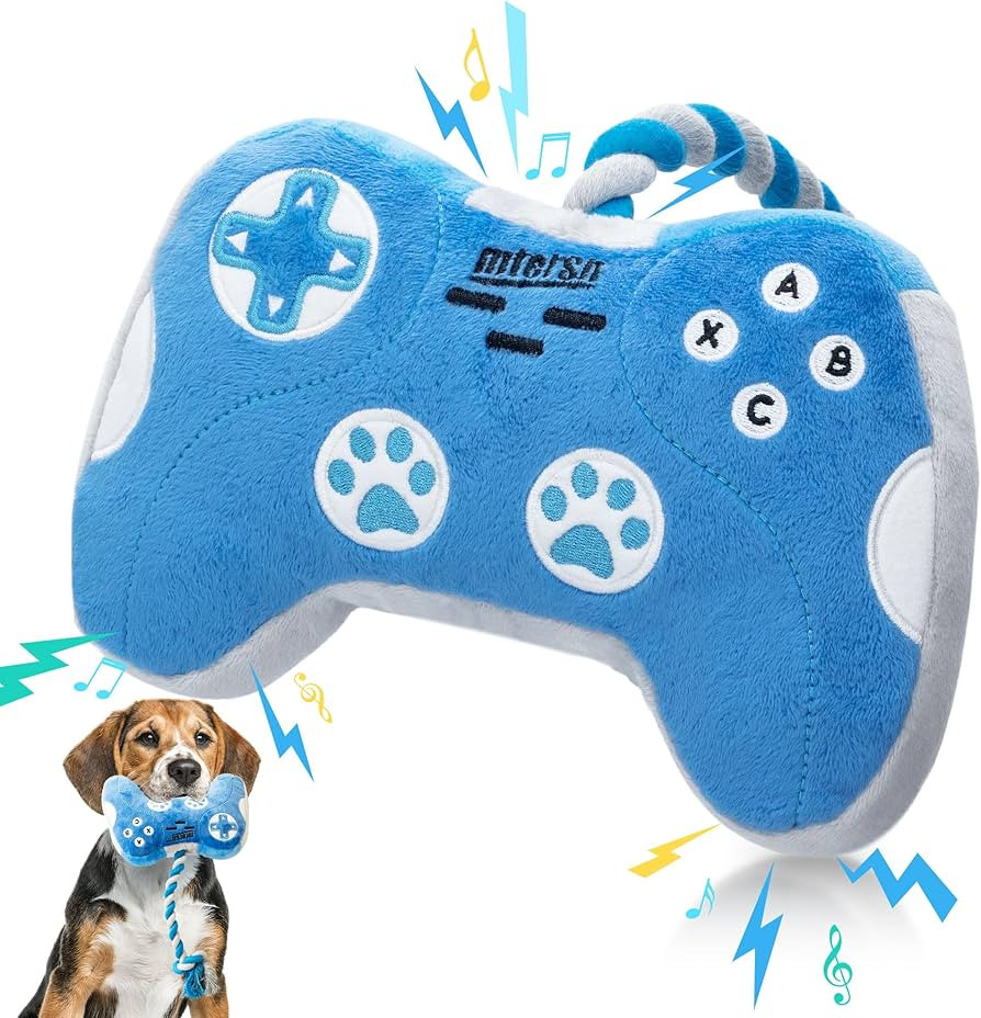 Cute Squeaky Dog Toys : Blue Game Controller Plush Dog Toy and Funny Puppy Chew Toys with Full Cr... | Amazon (US)