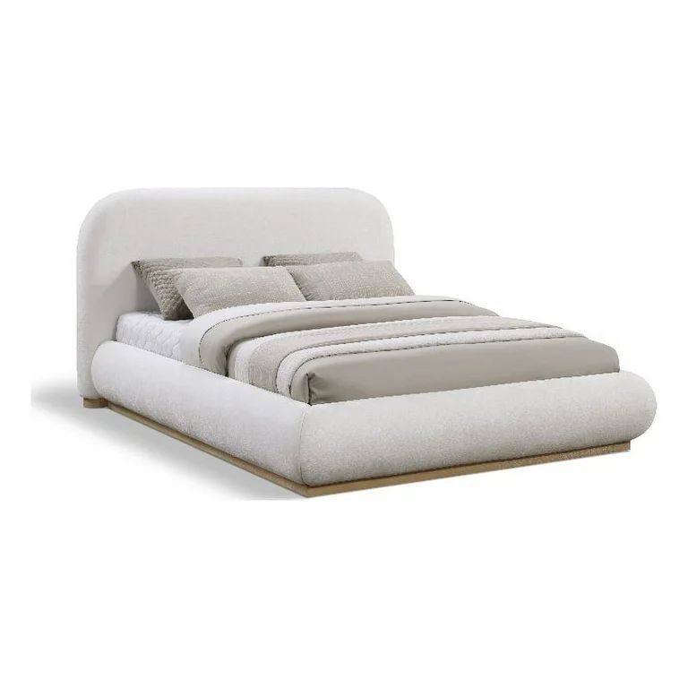 Meridian Furniture Vaughn Cream Chenille Fabric Full Bed | Walmart (US)