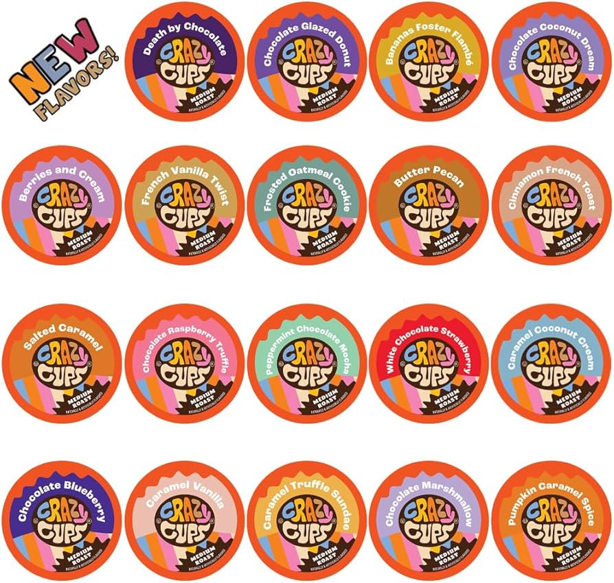 Crazy Cups Flavored Coffee in Single Serve Coffee Pods - Flavor Coffee Variety Pack for Keurig K ... | Amazon (US)