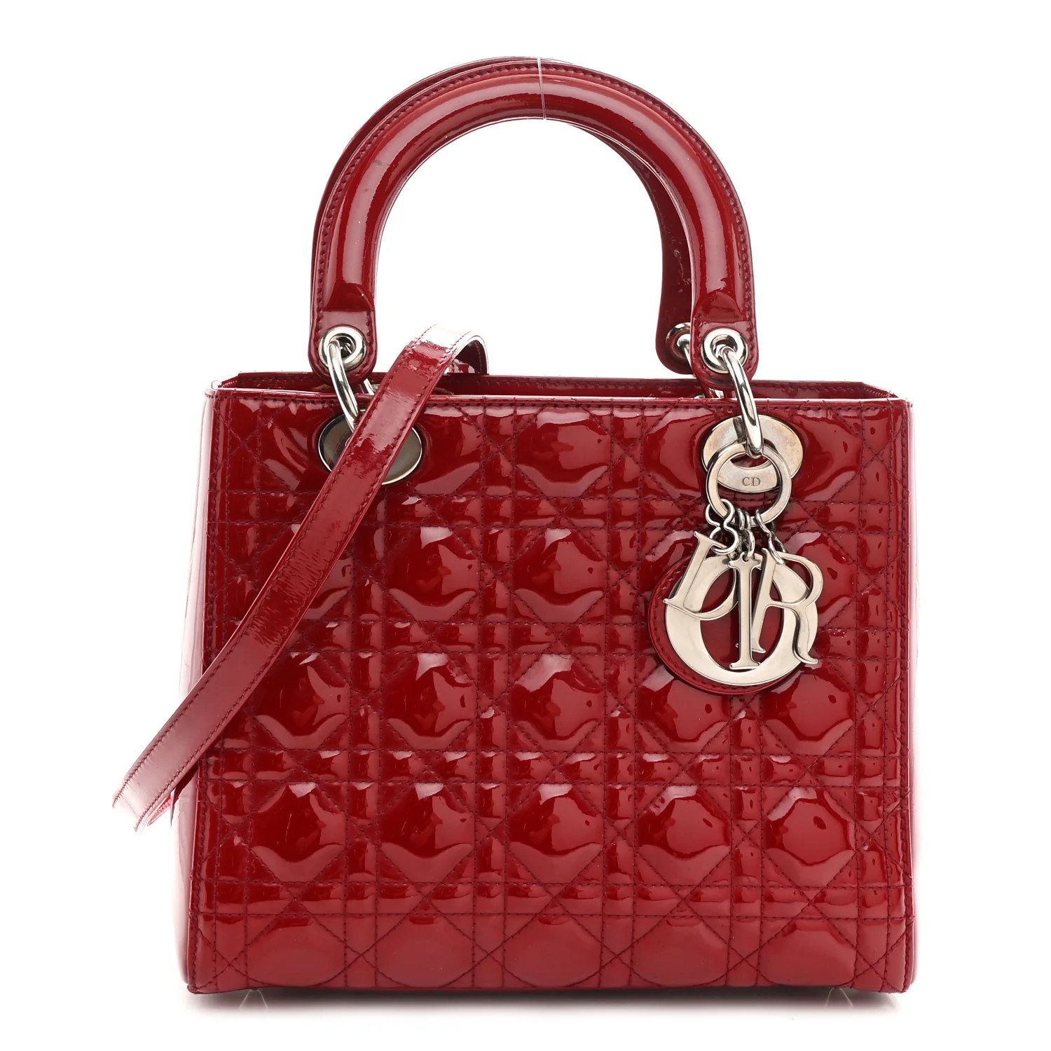 Patent Cannage Medium Lady Dior Red | FASHIONPHILE (US)
