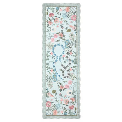 COZONY Washable Scalloped Snake Floral Area Rug with Non-Slip Backing, Stain Resistant Low Pile Carpet for Living Room and Nursery | Target