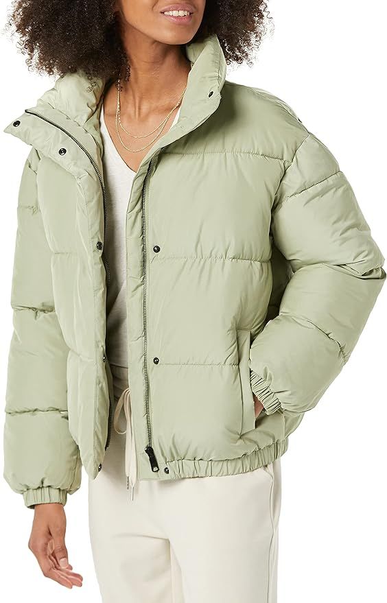 Daily Ritual Women's Relaxed-Fit Mock-Neck Short Puffer Jacket | Amazon (US)