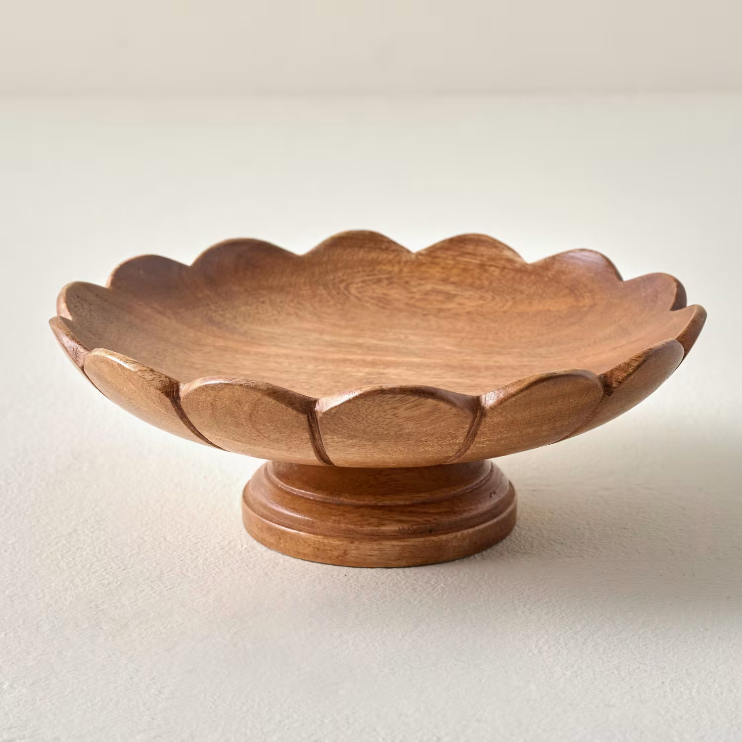 Decorative Antiqued Wood Footed Bowl | Magnolia