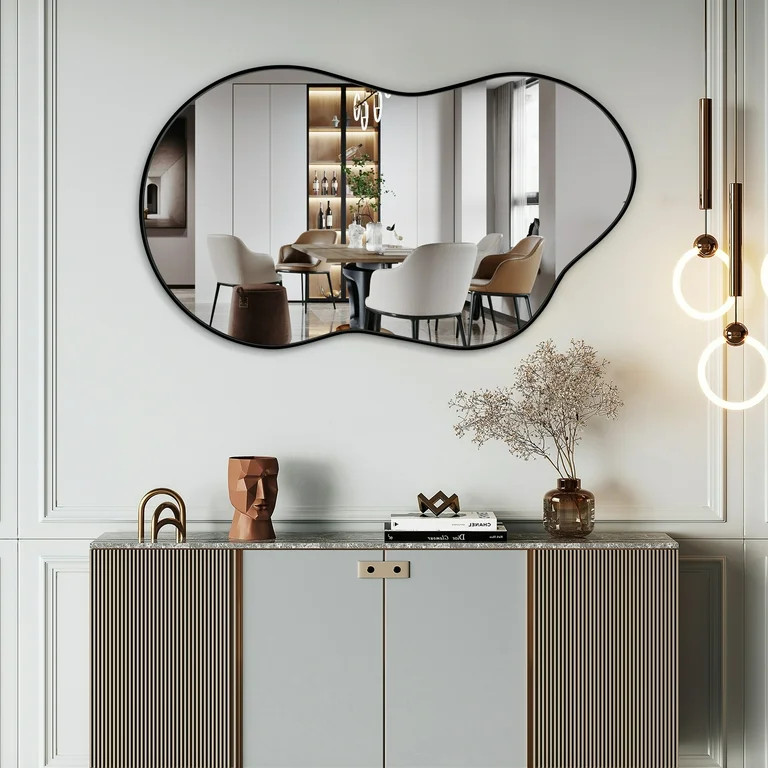 AUSTUFF Irregular Wall Mirror Cloud Shaped Bathroom Mirror 20"x36", Black - Walmart.com | Walmart (US)