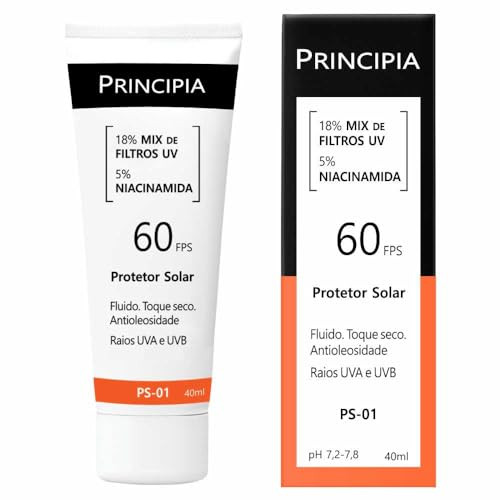 PRINCIPIA, Protetor Solar Facial FPS 60, 16,5% Mix de Filtros UV + 5% Niacinamida FPS 60 PS-01 com 40ml | Amazon (BR)