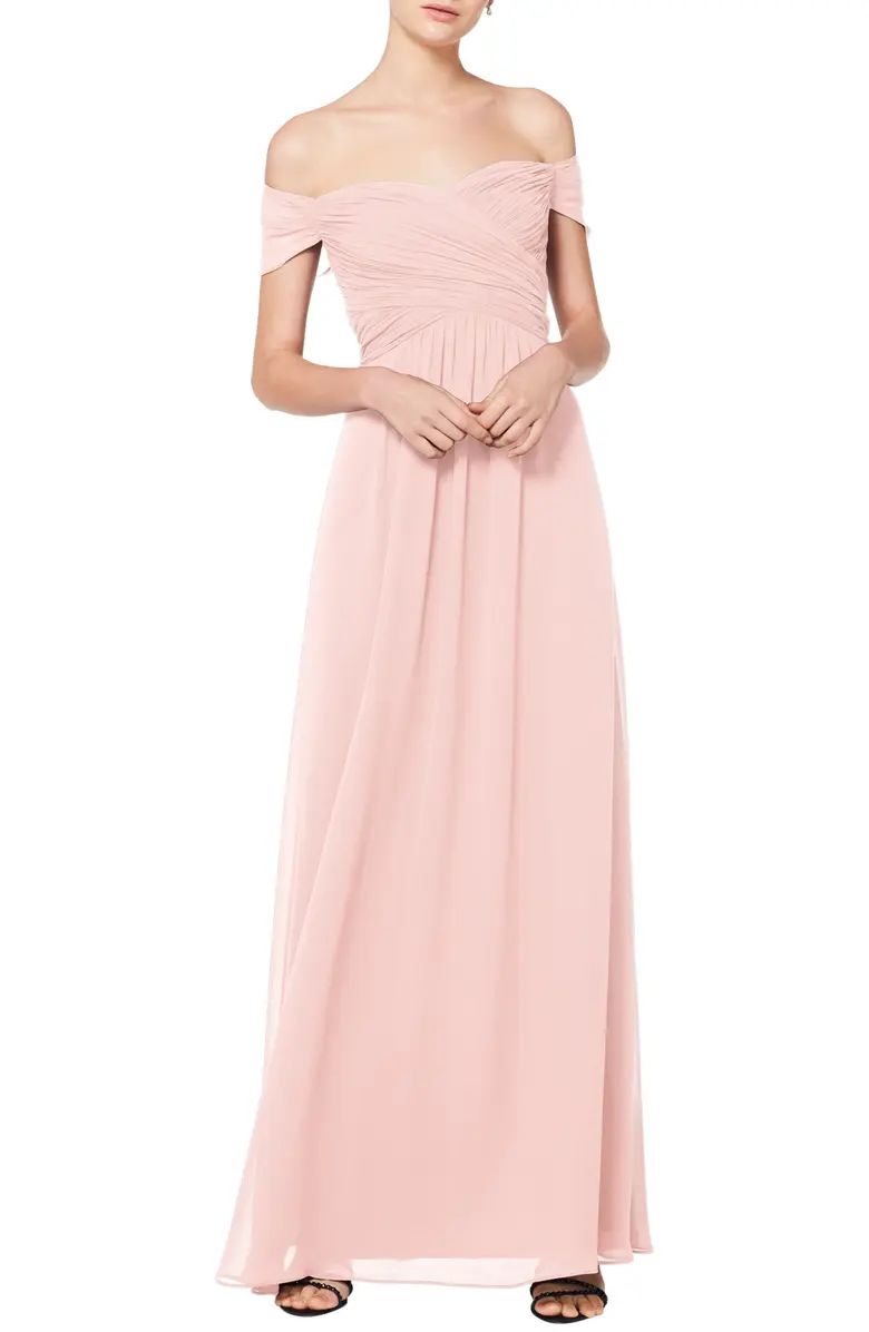 Off the Shoulder Chiffon A-Line Gown | Nordstrom