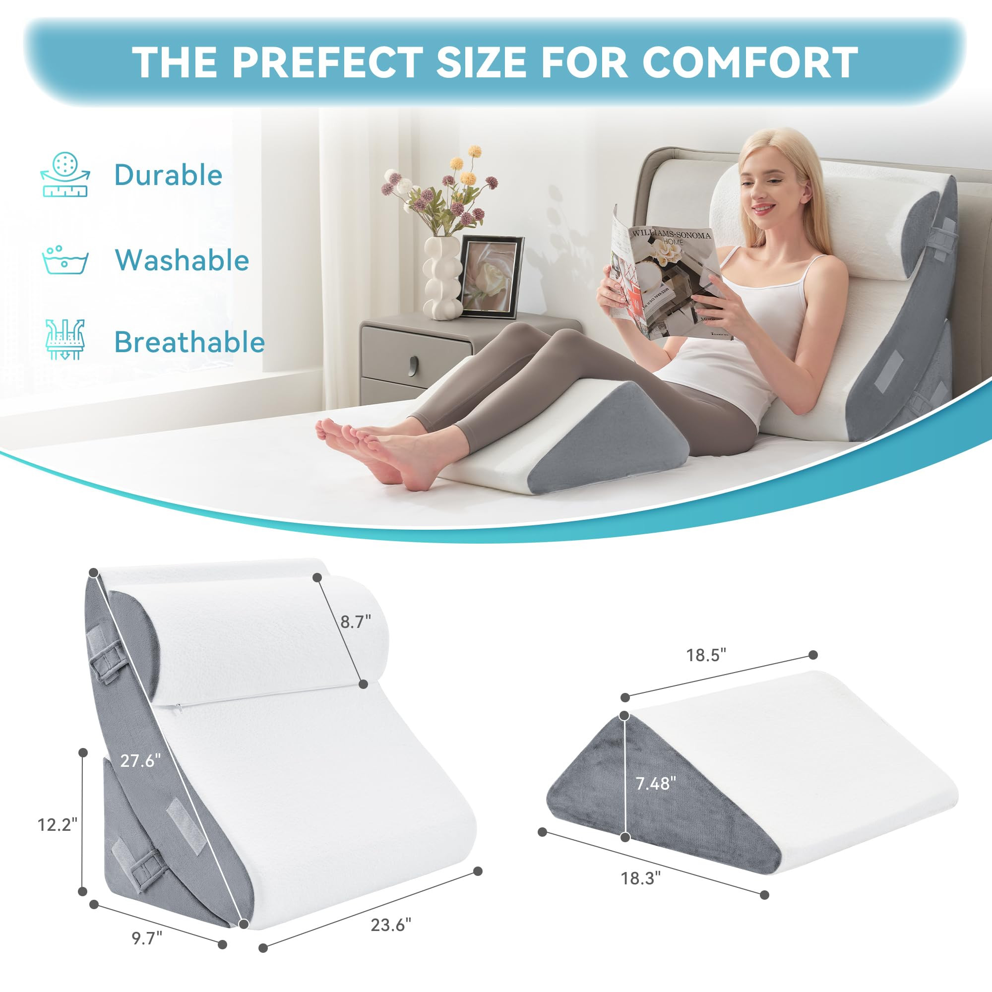 Kingfun 4pcs Orthopedic Bed Wedge Pillow Set for Post Surgery, Memory Foam for Sleeping, Adjustab... | Amazon (US)