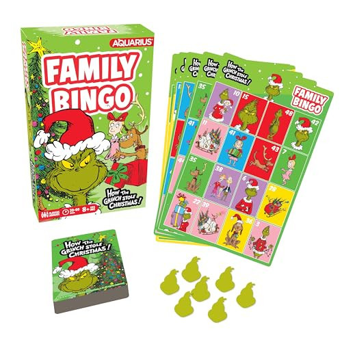 AQUARIUS Grinch Family Bingo Game - Fun Family Party Game for Kids, Teens and Adults - Entertaining Family Game Night Gift - Officially Licensed Grinch Merchandise - Ages 6 and Up | Amazon (US)