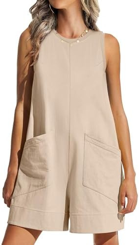 ANRABESS Womens Romper Casual Loose Sleeveless 2026 Summer One Piece Outfits Short Jumpsuit Overa... | Amazon (US)