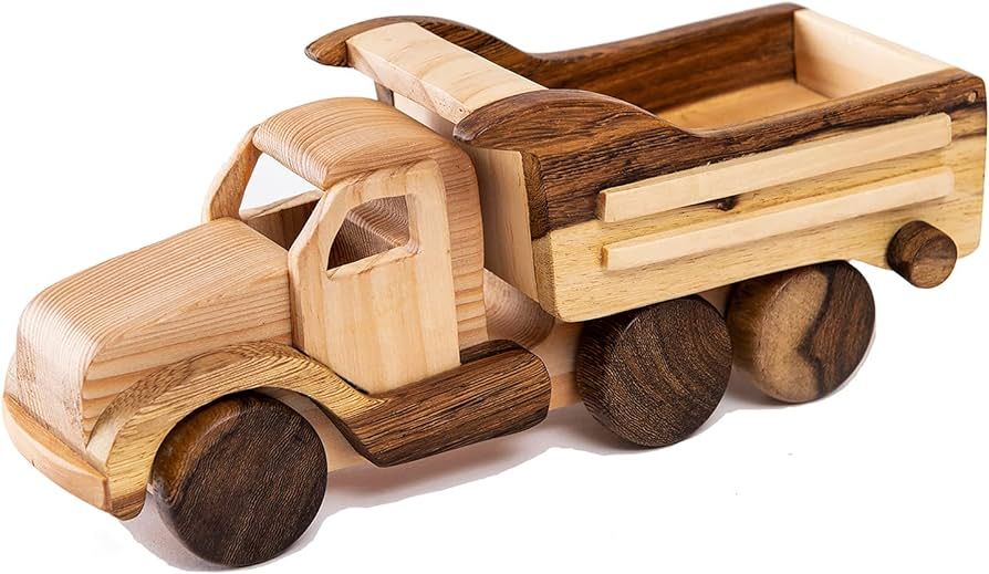 Wooden Truck Toys Car for Toddlers, Unpainted, Safe to Play, Handmade in Vietnam (Truck) | Amazon (US)