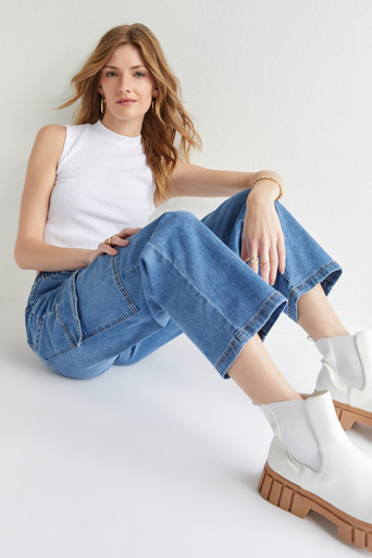 Kianna Denim Cargo Pants | Francesca's