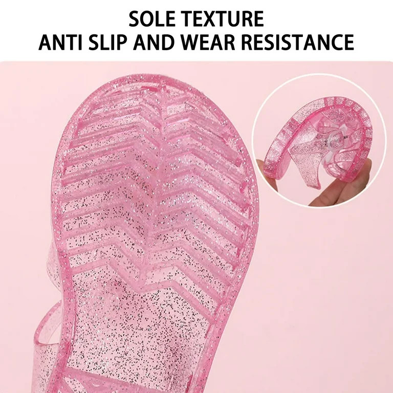 Fridja Toddler Sandles Girls Jelly Sandals Rubber Sole Closed Toe Princess Flat Flower, Pink | Walmart (US)