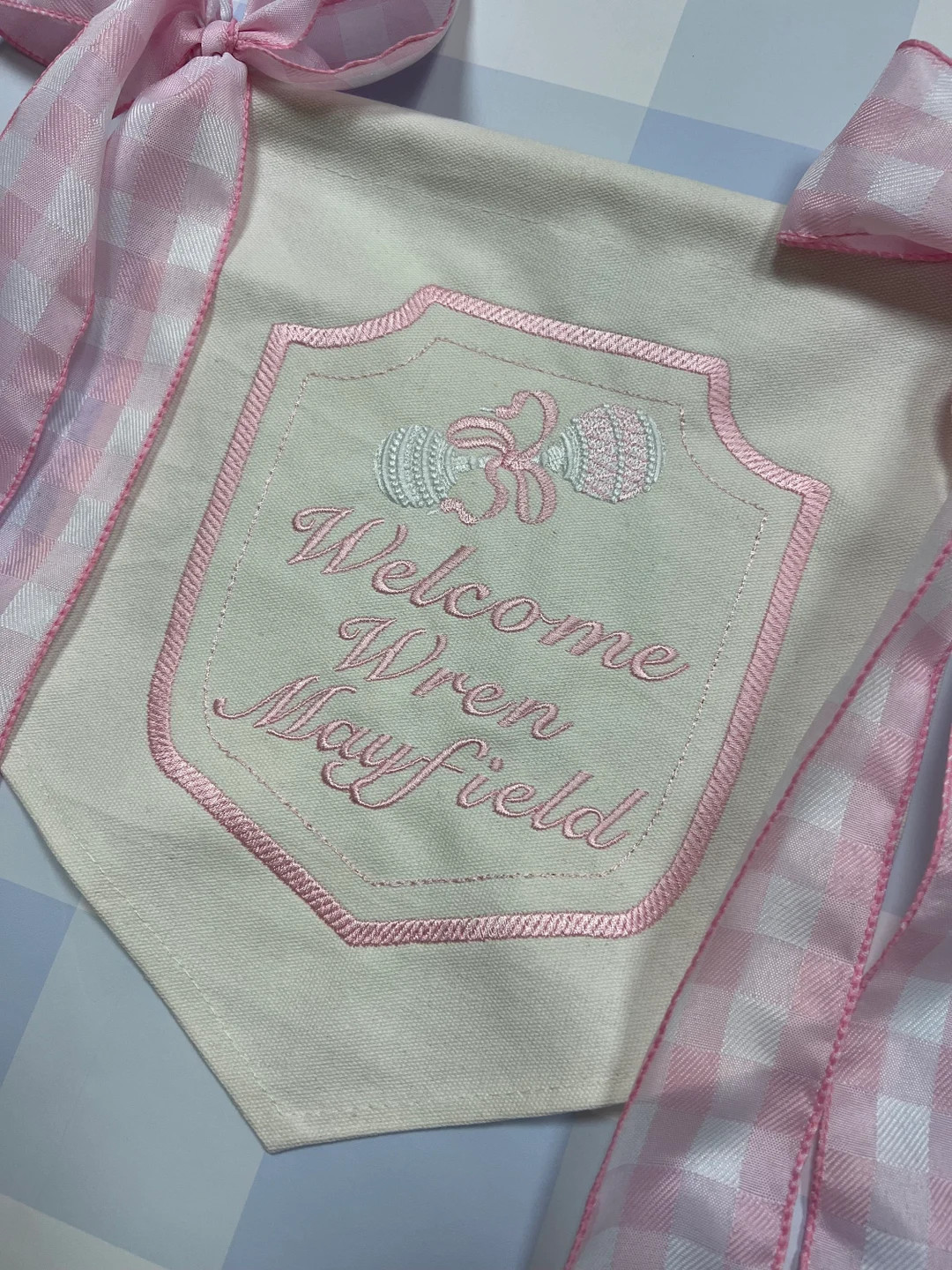 Baby Rattle Banner blue or Pink - Etsy | Etsy (US)