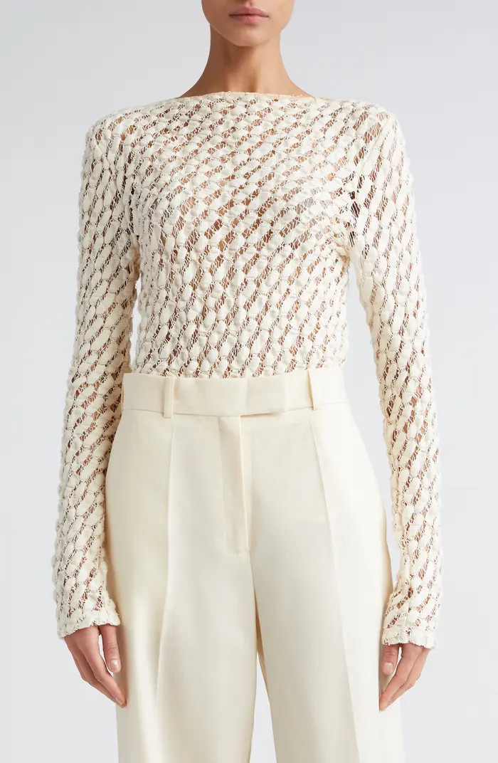 Róhe Boatneck Cotton Blend Lace Top | Nordstrom | Nordstrom
