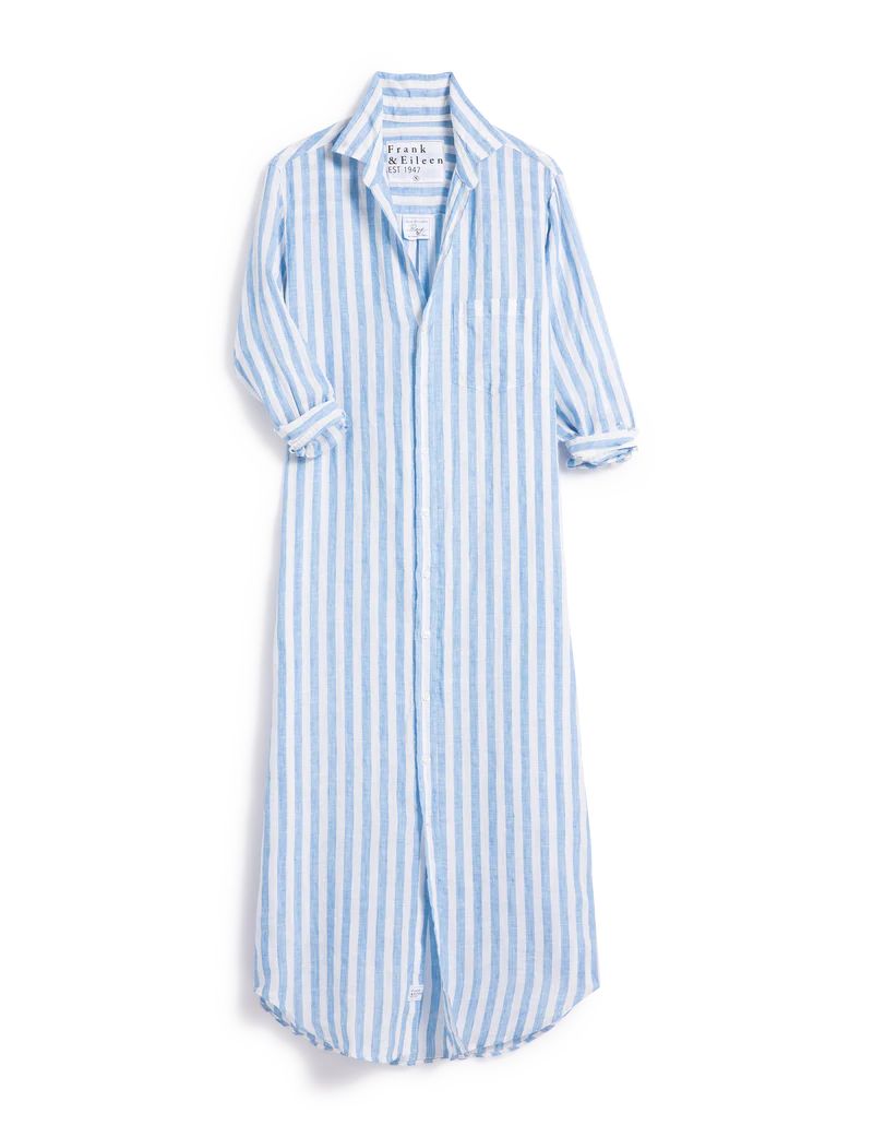 RORY Wide White and Blue Stripe, Classic Linen | Frank & Eileen