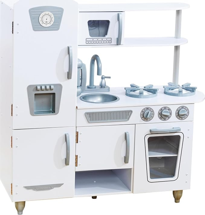 KidKraft Vintage Wooden Play Kitchen with Pretend Ice Maker and Play Phone, White | Amazon (US)