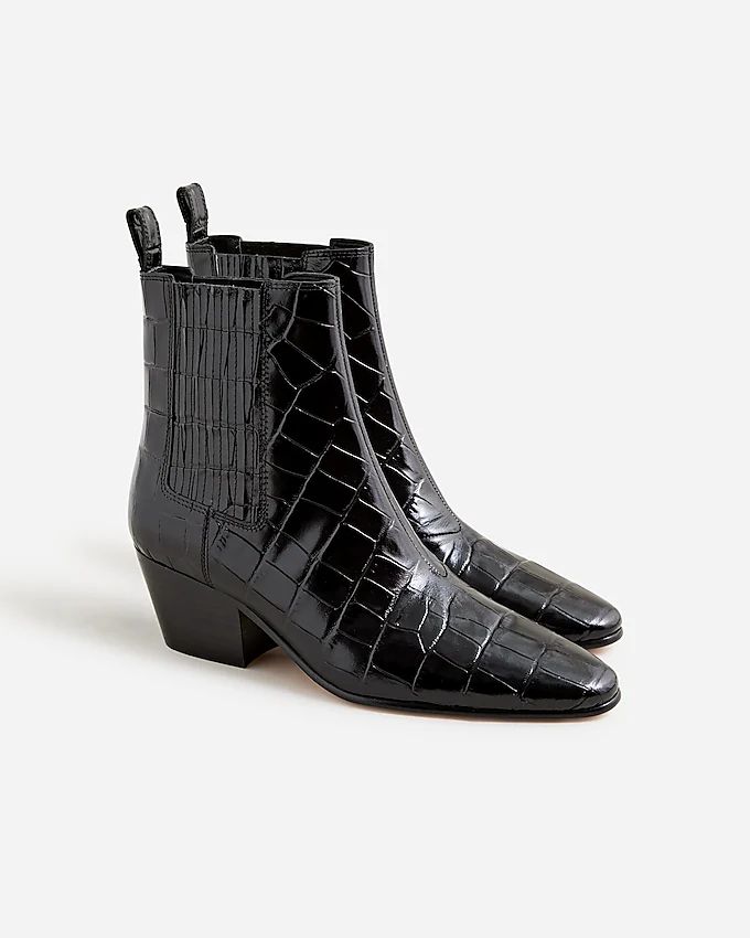 Piper ankle boots in Italian croc-embossed leather | J.Crew US