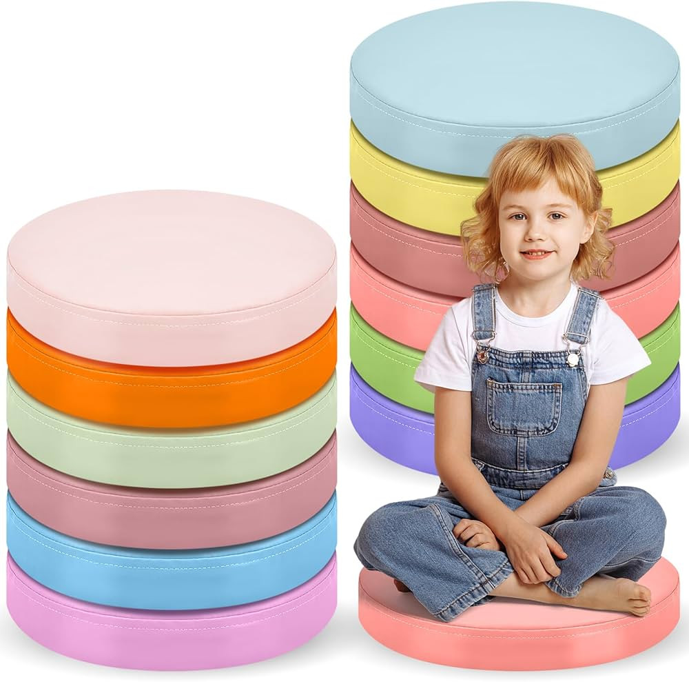 Marsui 12 Pcs 2'' Extra Thick 14'' Round Floor Cushions Classroom Elementary Flexible Seating for... | Amazon (US)