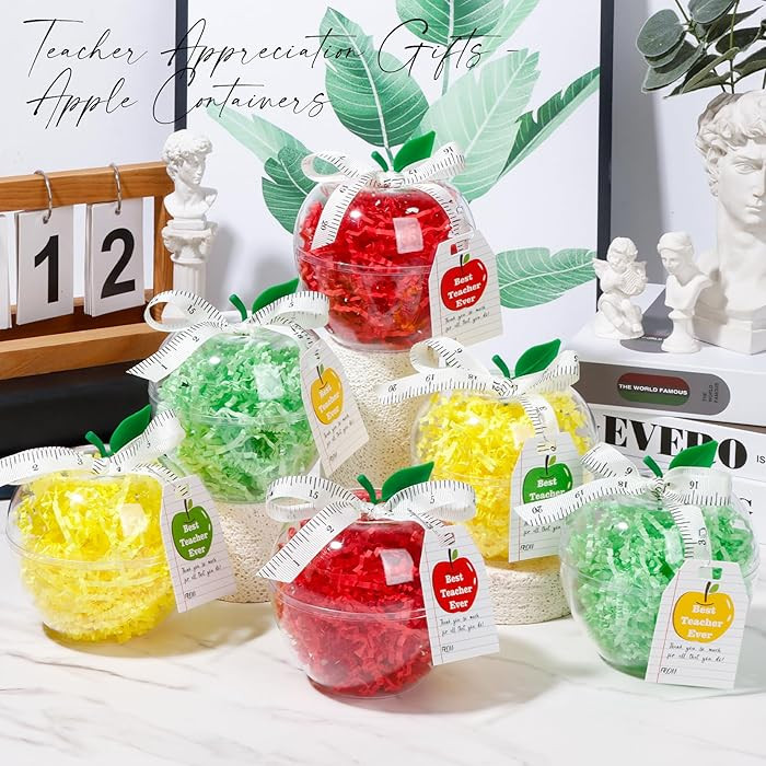 dZbGift Teacher appreciation gifts in bulk,Teacher gifts card holder-6pcs plastic apple container... | Amazon (US)