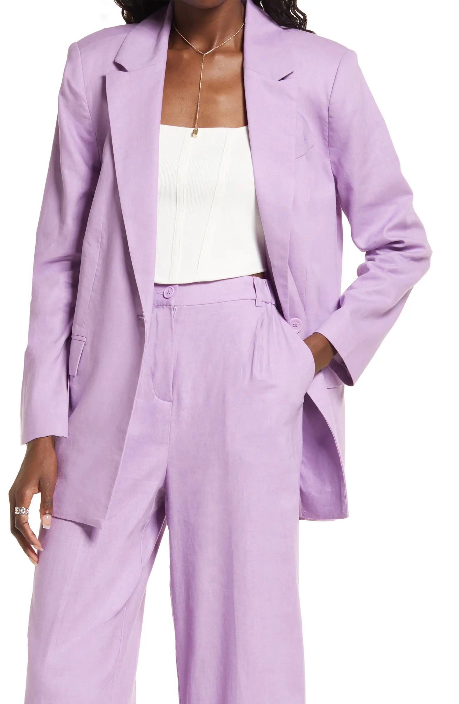 Open Edit Oversize Linen Blend Blazer | Nordstrom | Nordstrom