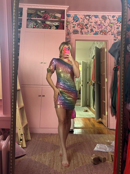 Nasty Gal Eras Tour Try-on - One Shoulder Rainbow Glitter Mini Dress - wearing size 2

#LTKFestival #LTKStyleTip #LTKParties
