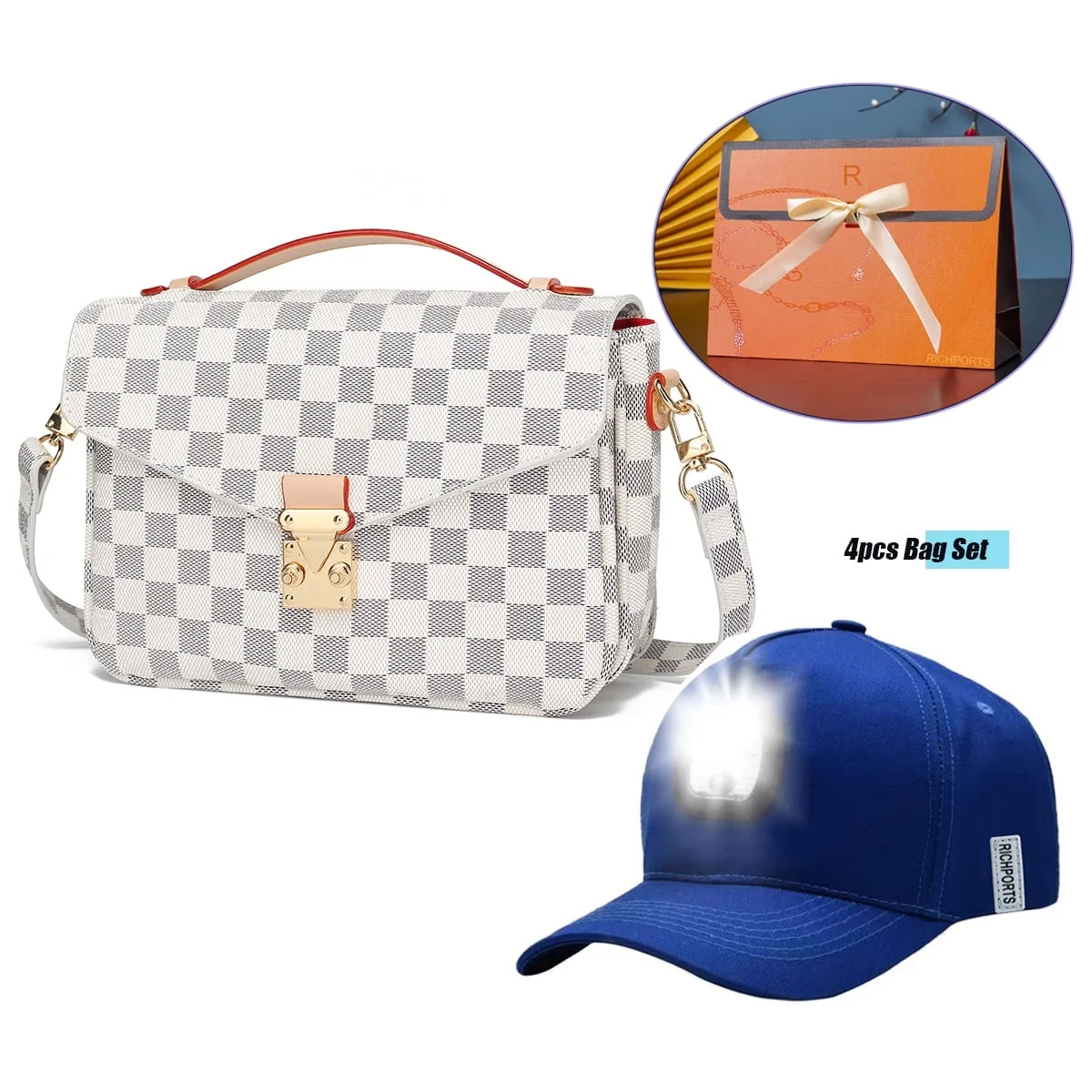 GOWELL Checkered Tote Women's Bags Shoulder Crossbody Handbags With Unisex LED Lighted Hats for M... | Walmart (US)