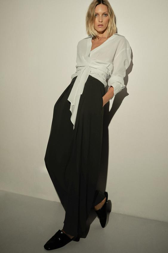 WIDE LEG PLEATED PANTS ZW COLLECTION | Zara US