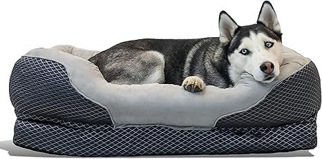 BarksBar Snuggly Sleeper Large Gray Diamond Orthopedic Dog Bed with Solid Orthopedic Foam, Soft C... | Amazon (US)