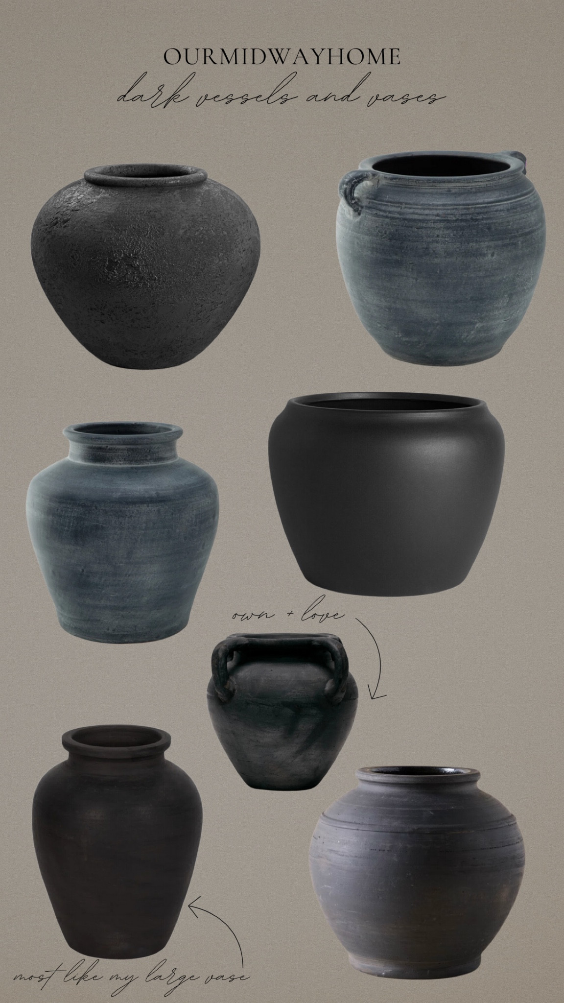 A round up of beautiful dark vessels and vases that can be styled on a shelf or table on their own or to display your seasonal stems and florals 🖤

#LTKHome #LTKSaleAlert #LTKCyberWeek