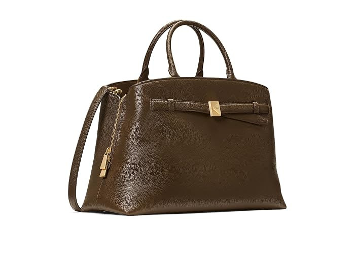 Kate Spade New York Deco Pebbled Leather Large Satchel Satchel Women's Handbags Burnt Sage | Zappos.com