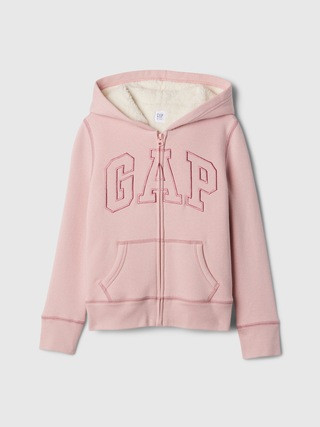 Kids Gap Logo Sherpa-Lined Zip Hoodie | Gap Factory