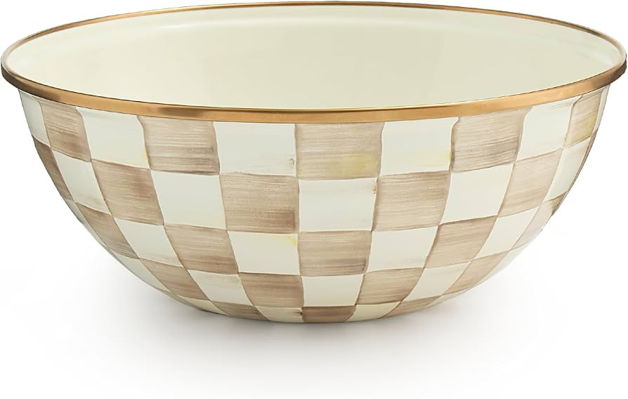 MACKENZIE-CHILDS Enamel Everyday Bowl, Serving Bowl for Entertaining, Medium, Brown-and-White Moc... | Amazon (US)