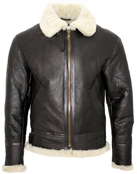 Infinity Men's Cream B3 Shearling Sheepskin World War 2 Bomber Leather Flying Aviator Jacket | Amazon (US)