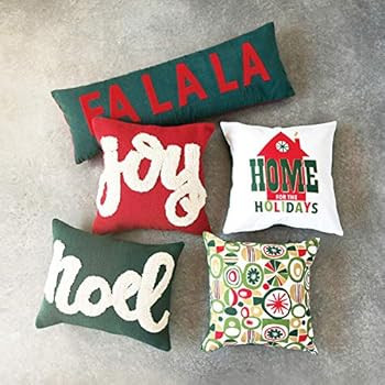 Creative Co-Op 18" Square Cotton Tufted Joy, Red & White Pillows, Multi | Amazon (US)