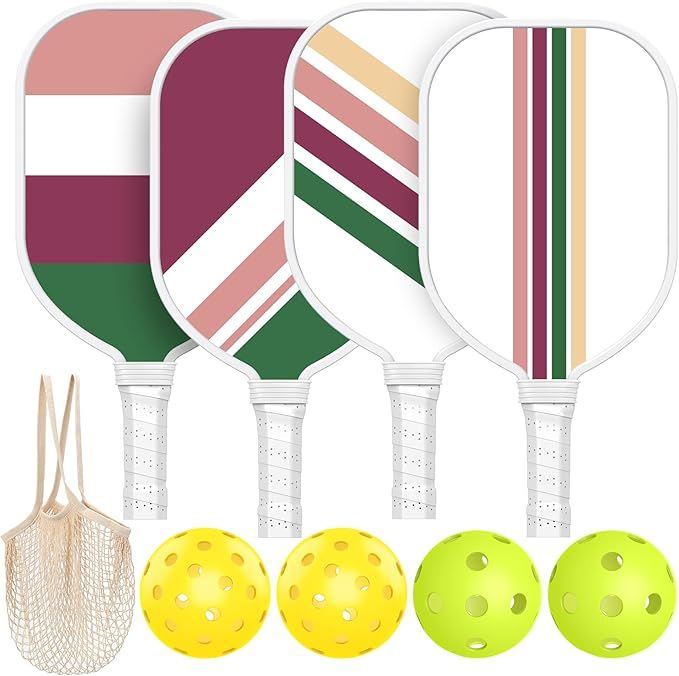 Pickleball Paddles USAPA Approved,Wooden Pickleball Paddles Set of 4,Durable Pickleball Set with ... | Amazon (US)