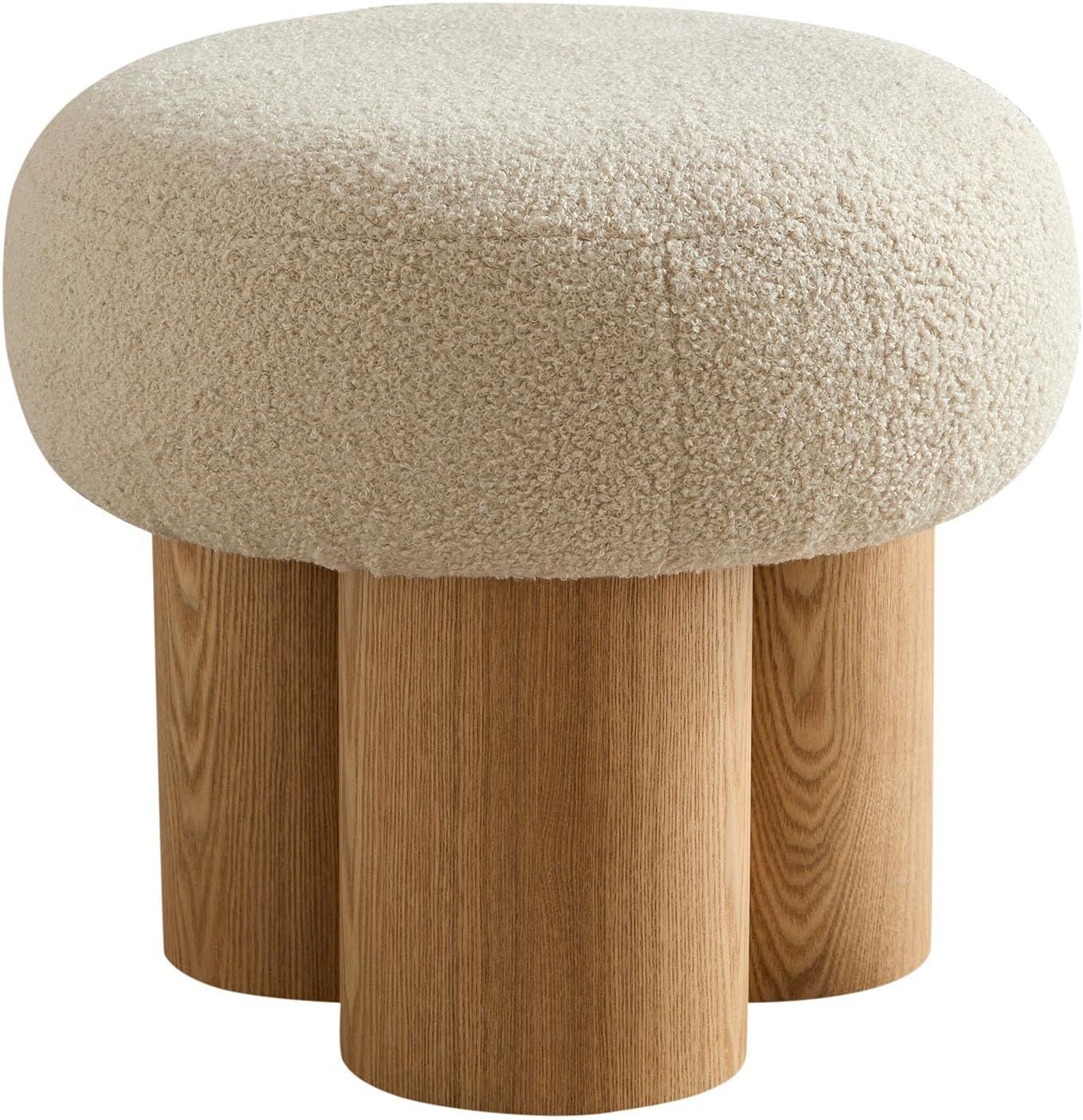16.54''Mushroom stool,Modern fabric Ottoman Foot Rest,Teddy Round Foot Stool with three Legs Unde... | Amazon (US)