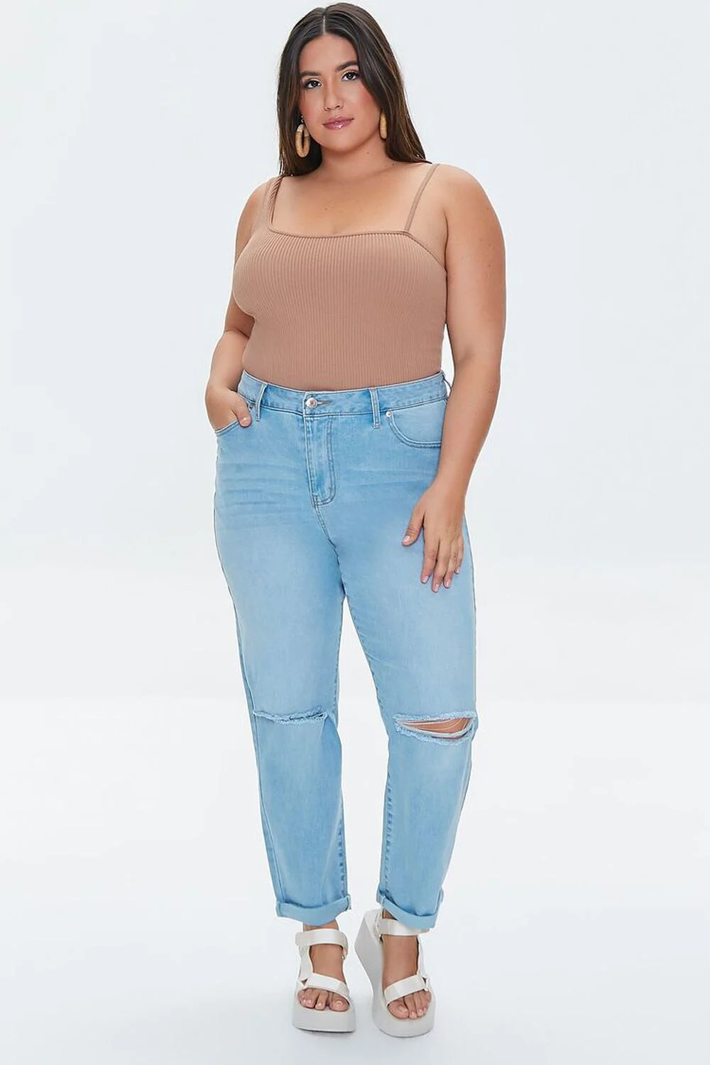 Plus Size Distressed Boyfriend Jeans | Forever 21 (US)
