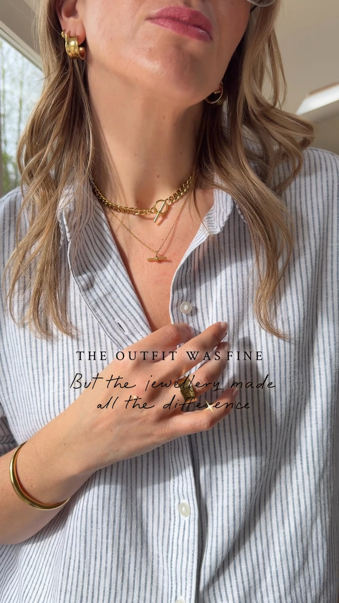 I’ve been reaching for the Orelia Luxe waterproof pieces lately, beautiful quality, considered design, and they finish a look effortlessly 

Yes, the outfit was fine but the jewellery made all the difference. I can’t stress enough the power of a few pieces, especially with a pared-back wardrobe, it’s the detail that changes everything.
Adding personality, interest, and that subtle statement that makes it feel styled and not just worn.

I’ve always been a gold girl but recently I’ve enjoyed introducing some silver to my stacking - would you give the mixed metals look a try ? 

Ad 
@Orelia 