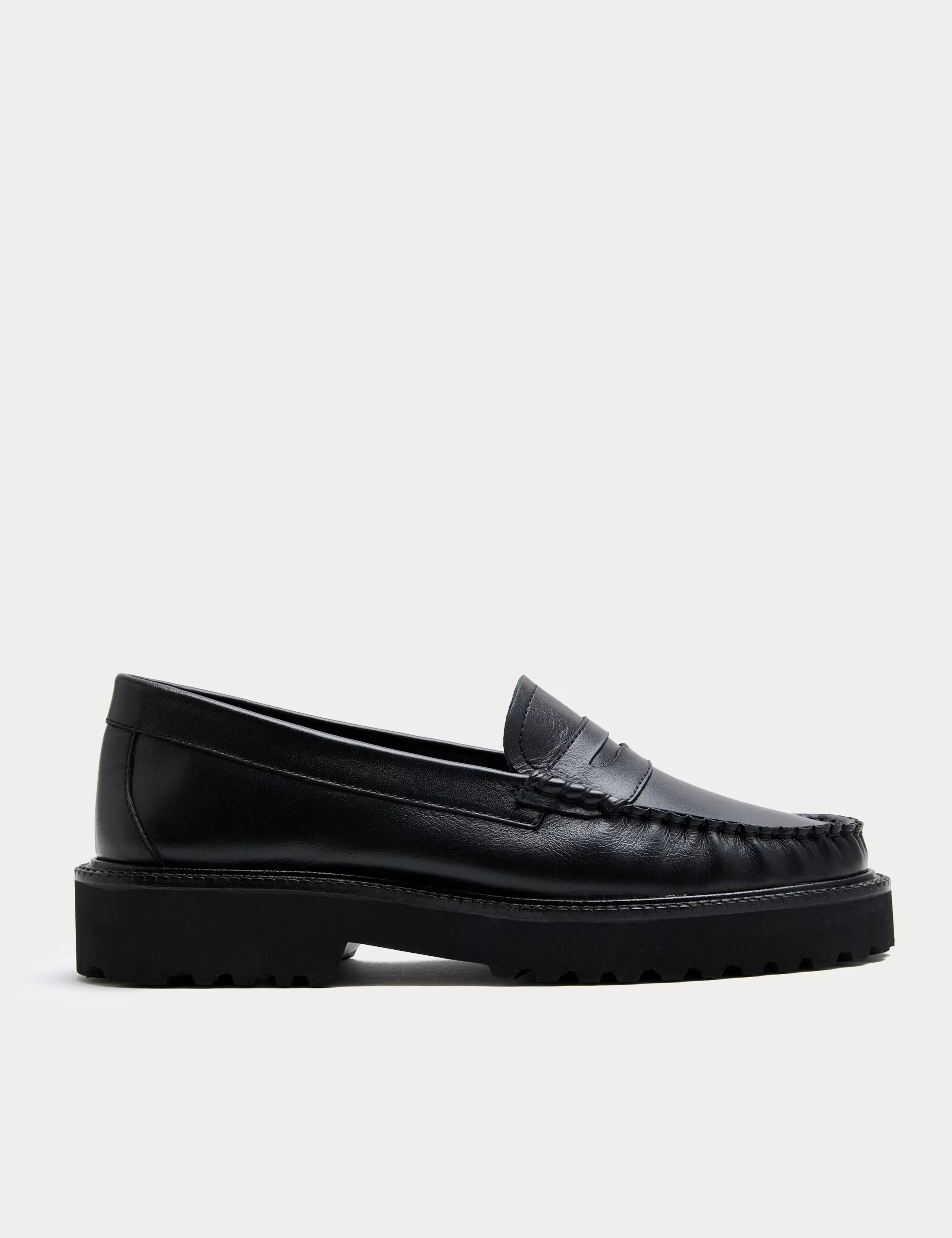 Leather Chunky Block Heel Loafers | M&S | M&S | Marks & Spencer (UK)