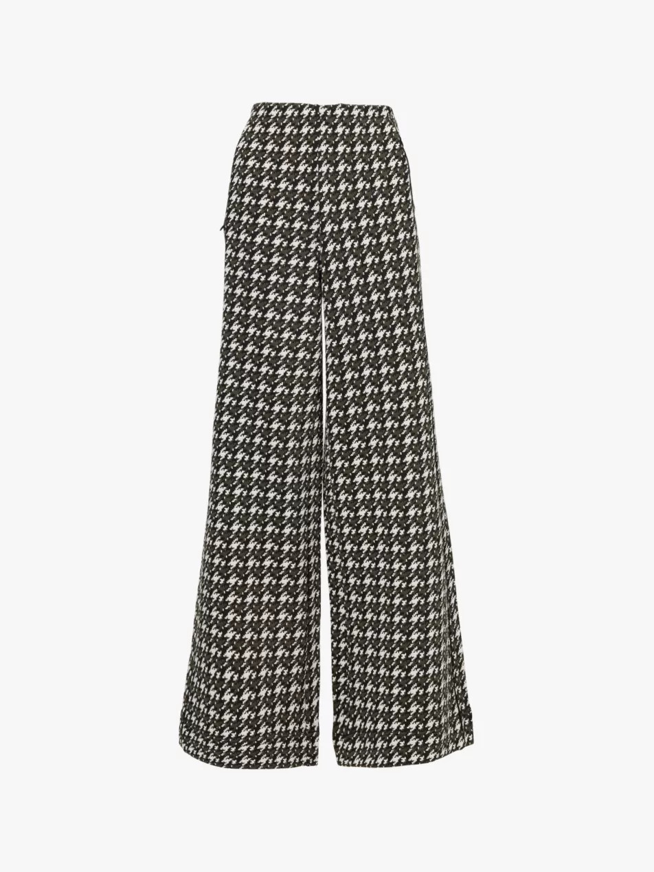 Houndstooth wide-leg stretch-woven trousers | Selfridges