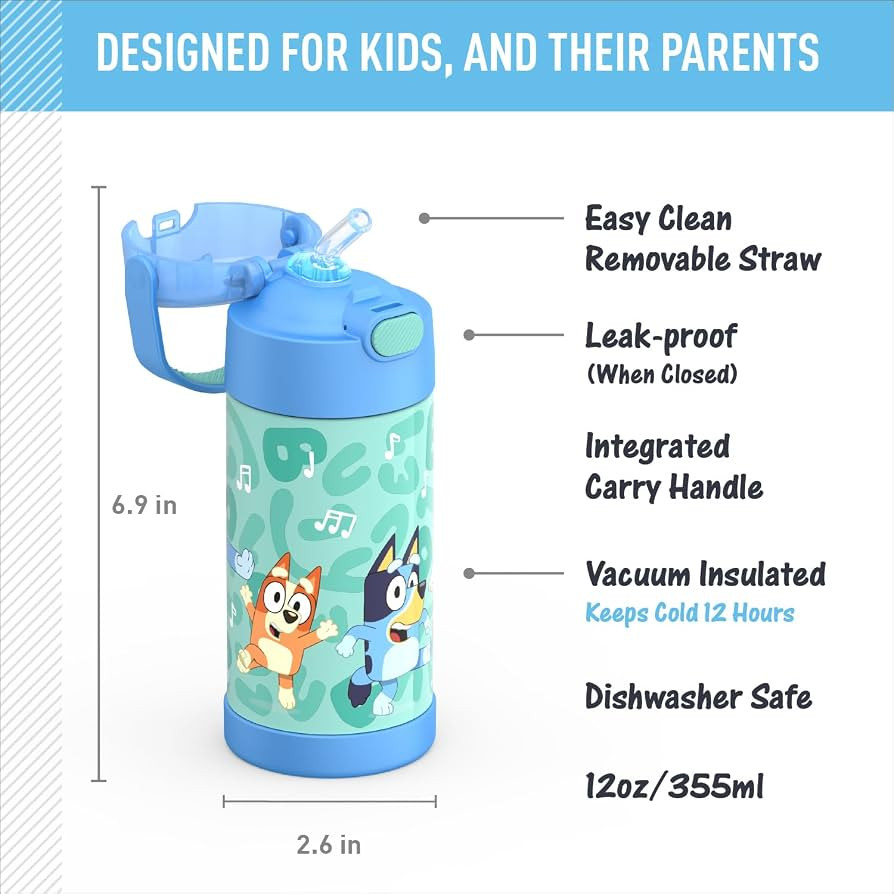THERMOS FUNTAINER Water Bottle with Straw - 12 Ounce - Kids Stainless Steel Vacuum Insulated Wate... | Amazon (US)