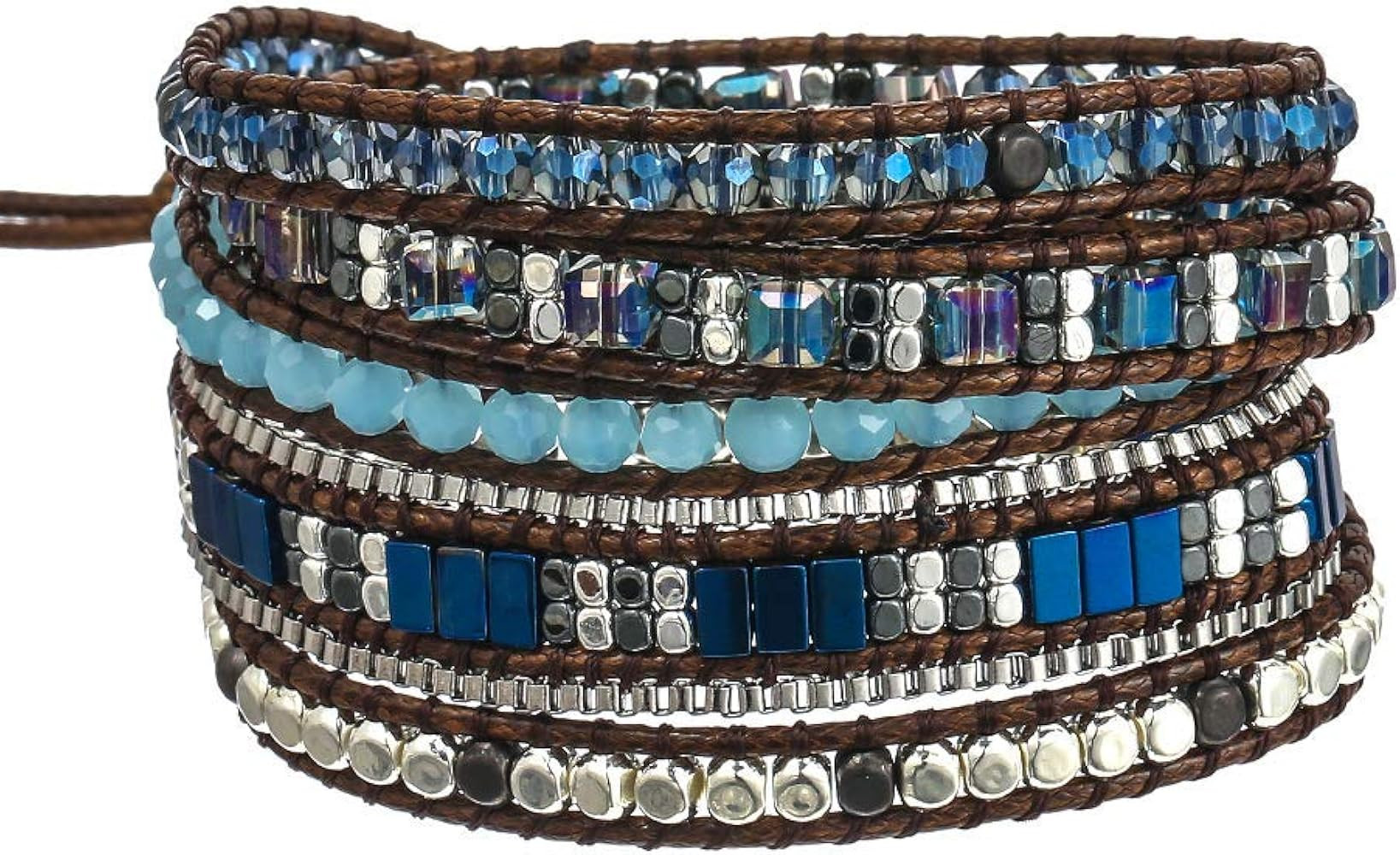 Plumiss Boho Natural Stone Wrap Bracelet, Handmade Gemstone 1-5 Wrap Adjustable Bracelet Jewelry ... | Amazon (US)